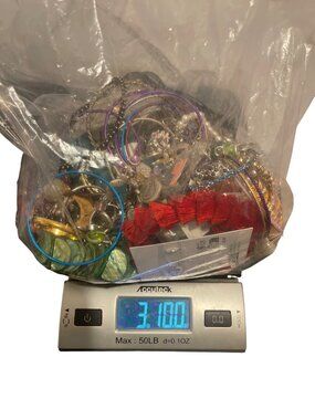 3 lbs 10 oz Craft Jewelry Lot Rhinestones Chains Beaded Repair Repurpose Resell